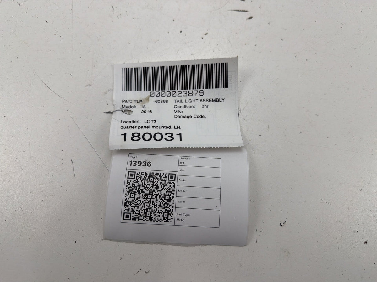 2016-2020 Toyota Yaris Scion IA Left Driver Tail Light DB7R-51160 OEM